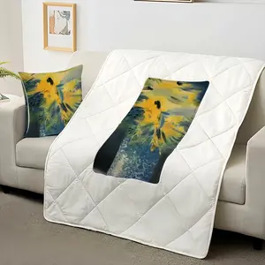 Blue And Yellow Bouquet Of Flowers Pillow Quilt