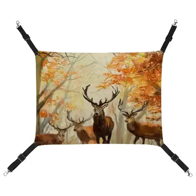 Deer Family In An Autumn Forest Pet Hammock