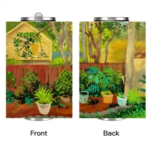 Backyard Garden With Yellow House Coke Can Mug