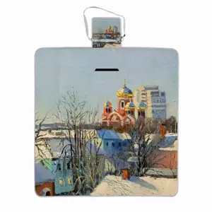 Winter Town With A Church Picnic Mat (Square)