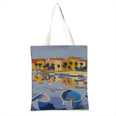 Harbor In The South Of France Shopping Bag (Linen)