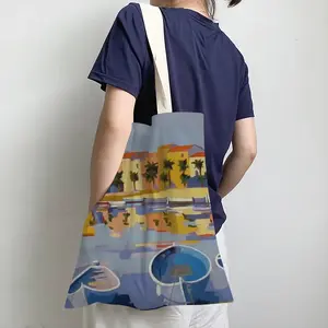 Harbor In The South Of France Shopping Bag (Linen)