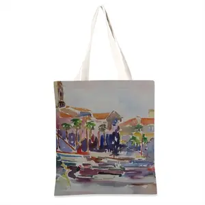 Sanary Sur Mer A Mediterranean Harbour Shopping Bag (Linen)