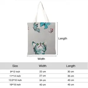 Cat And Butterflies Shopping Bag (Linen)