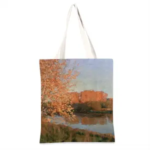 Autumn Evening On The Msta River Shopping Bag (Linen)