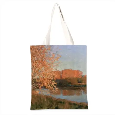 Autumn Evening On The Msta River Shopping Bag (Linen)