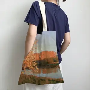 Autumn Evening On The Msta River Shopping Bag (Linen)