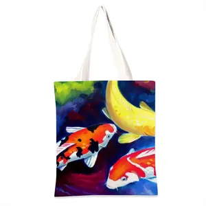 Koi Fish In The Pond Shopping Bag (Linen)