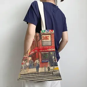 Billiards On 34Th St New York City Shopping Bag (Linen)