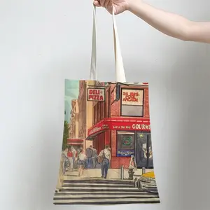 Billiards On 34Th St New York City Shopping Bag (Linen)