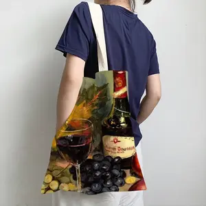 Bright Still Life With Wine Shopping Bag (Linen)