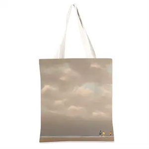 Beach With Three Visitors And A Pole Shopping Bag (Linen)