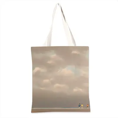 Beach With Three Visitors And A Pole Shopping Bag (Linen)