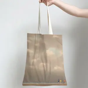 Beach With Three Visitors And A Pole Shopping Bag (Linen)