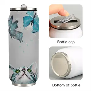 Cat And Butterflies Coke Can Mug