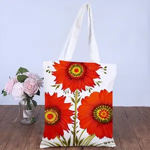 Three Red Flowers Shopping Bag (Canvas)