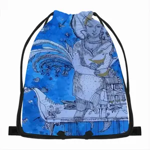 Drawing Ink - Blue Diva Drawstring Bag