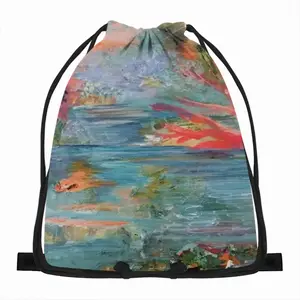 Alligator In Plastic River Drawstring Bag