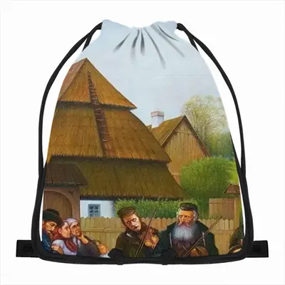 Klezmers In Shtetl Drawstring Bag