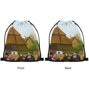 Klezmers In Shtetl Drawstring Bag