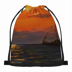 Beautiful Sunset On The Sea Drawstring Bag