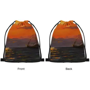 Beautiful Sunset On The Sea Drawstring Bag