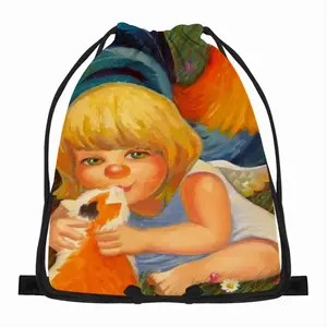 Innocent Kiss Of Angel Drawstring Bag