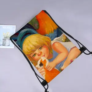 Innocent Kiss Of Angel Drawstring Bag