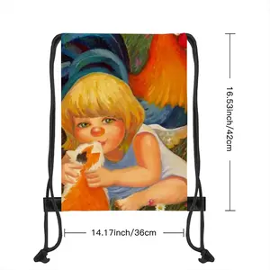 Innocent Kiss Of Angel Drawstring Bag