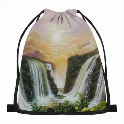 Among The Waterfalls Drawstring Bag