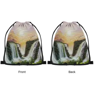 Among The Waterfalls Drawstring Bag