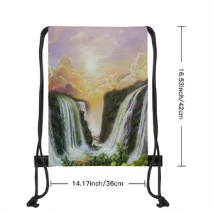 Among The Waterfalls Drawstring Bag