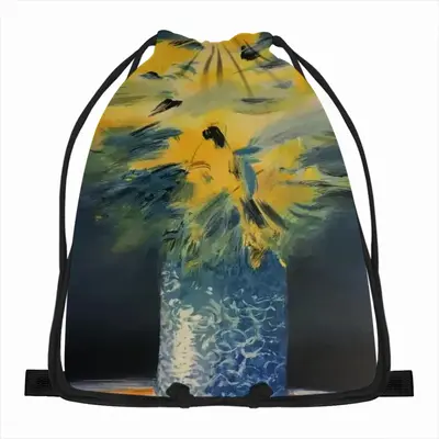 Blue And Yellow Bouquet Of Flowers Drawstring Bag