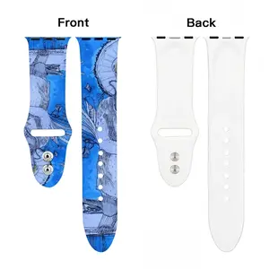 Drawing Ink - Blue Diva iWatch Double Buckle Strap (Multi-Size)