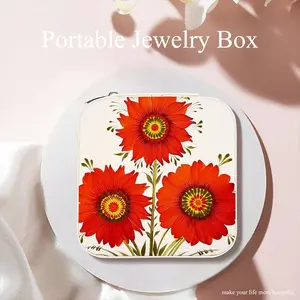 Three Red Flowers Jewelry Box