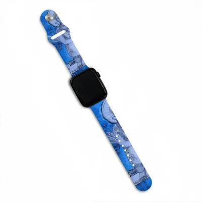 Drawing Ink - Blue Diva iWatch Single Buckle Strap (Multi-Size)