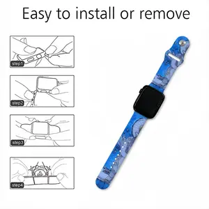 Drawing Ink - Blue Diva iWatch Single Buckle Strap (Multi-Size)