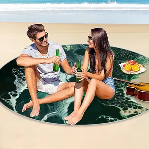 Green Waves Picnic Mat (Round)