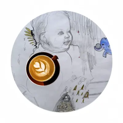 Baby - Drawing Pencil Linen Placemat (Round)