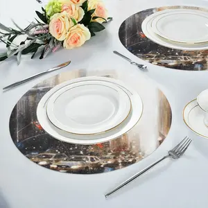 Busy Manhattan Linen Placemat (Round)