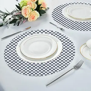 Black-And-White Linen Placemat (Round)