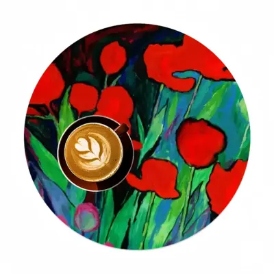 Red Tulips Linen Placemat (Round)