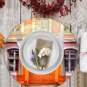 Orange Entrance Linen Placemat (Round)