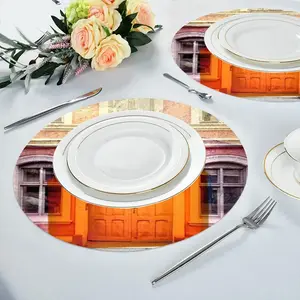 Orange Entrance Linen Placemat (Round)