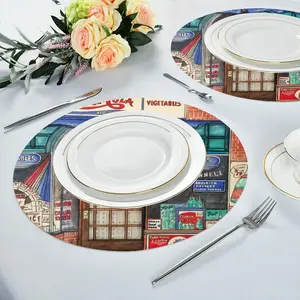 Grocery Store New York City Linen Placemat (Round)