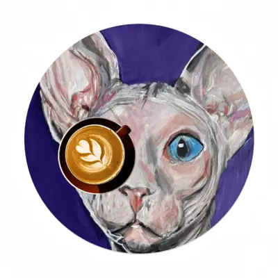 Bald Cat Linen Placemat (Round)