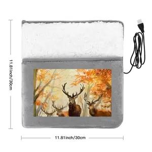 Deer Family In An Autumn Forest Electric Foot Warmer