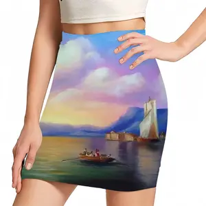 Women Italian Sea Landscape Hip Skirt