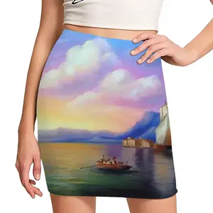 Women Italian Sea Landscape Hip Skirt