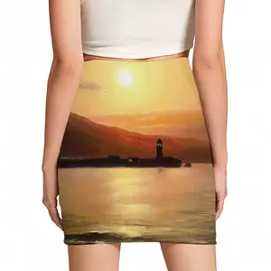 Women Gold Sea Sunset Hip Skirt